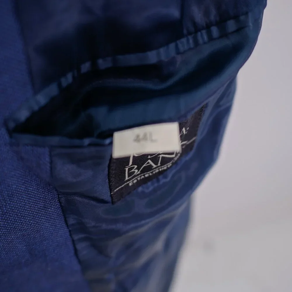 Jos A Bank Wool Blue Basketweave 2‎ Button Blazer 42L / Slim 44L